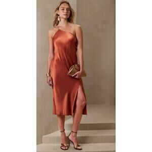 Banana republic Warm Copper  Divine Silk One-Shoulder Dress